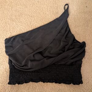 Urban Outfitters One Shoulder Black Cropped Top Size Medium